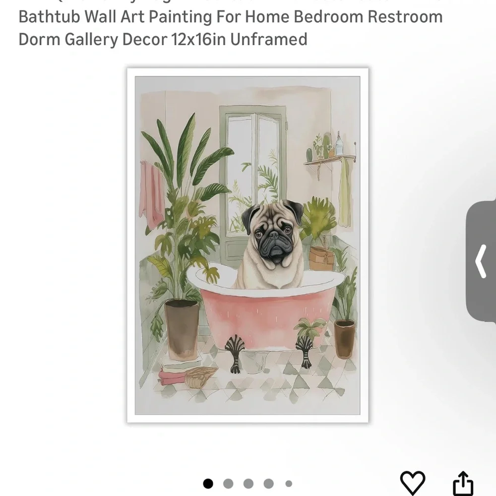 🚨5 for 25 🚨 Pug in Pink Bathtub Wall Art